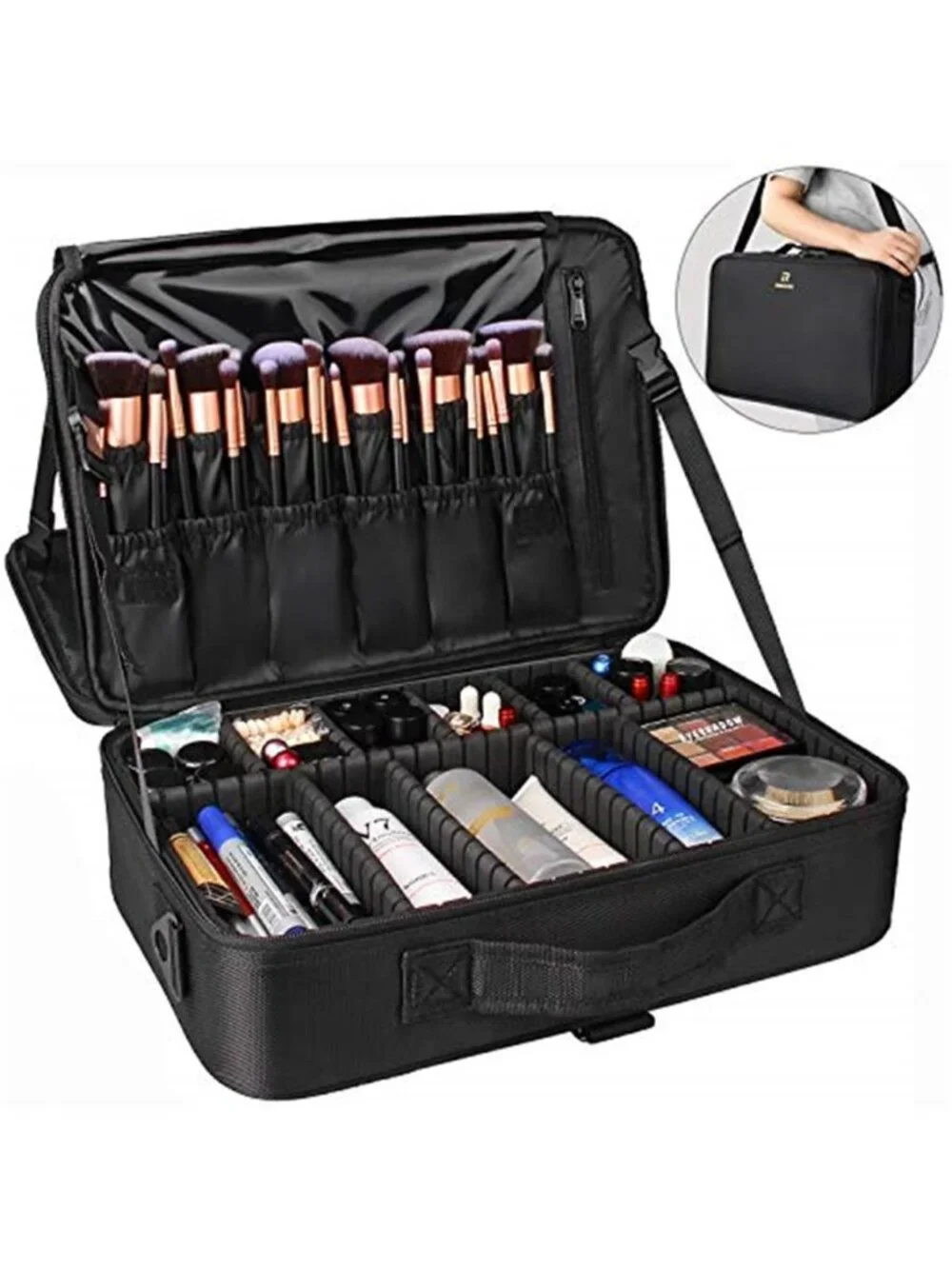 Large Travel Makeup Bag Cosmetic Organizer Case Makeup Artist Storage Waterproof